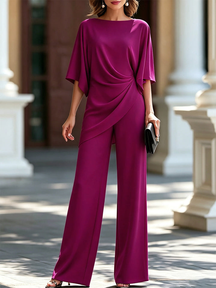 Loretta | Draped Blouse & Wide-Leg Pants Set