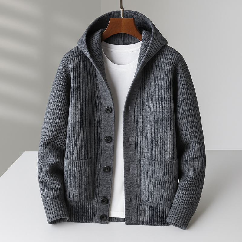 Carlo - Wool Cardigan with Hood