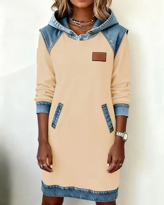 Dolores | Casual Hooded Dress with Contrasting Details