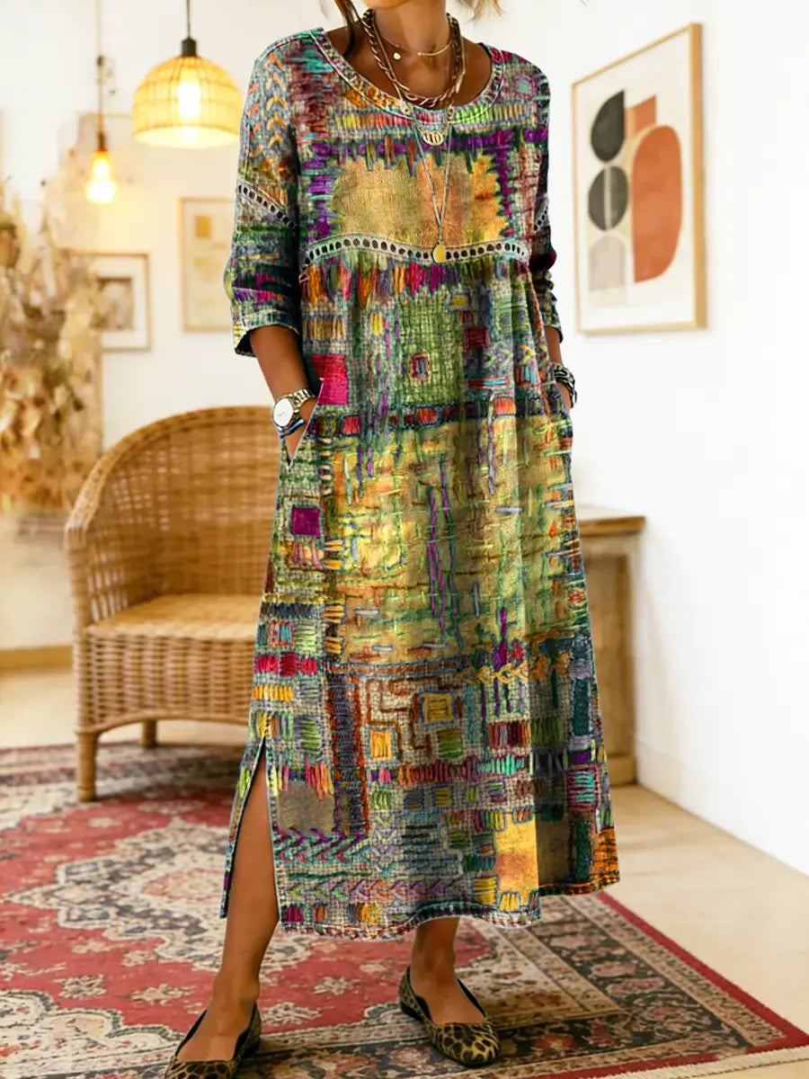 Alina | Dress with Ethnic Patchwork