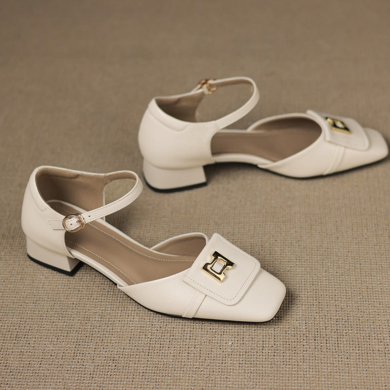 Elvane Buckle Leather Mary-Janes
