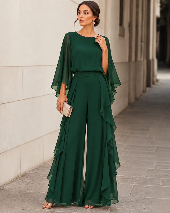 Lenorah | Elegant Cape-Sleeve Two-Piece Set