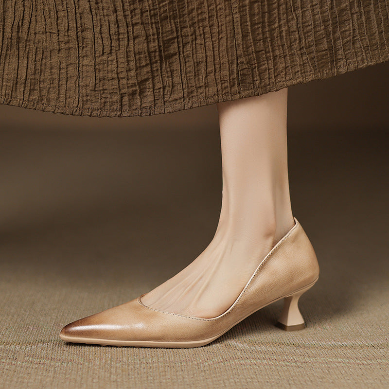 Calenne Leather Kitten Heels
