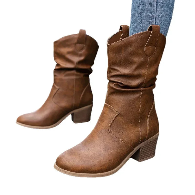 Bethany | Leather Look Western Boots