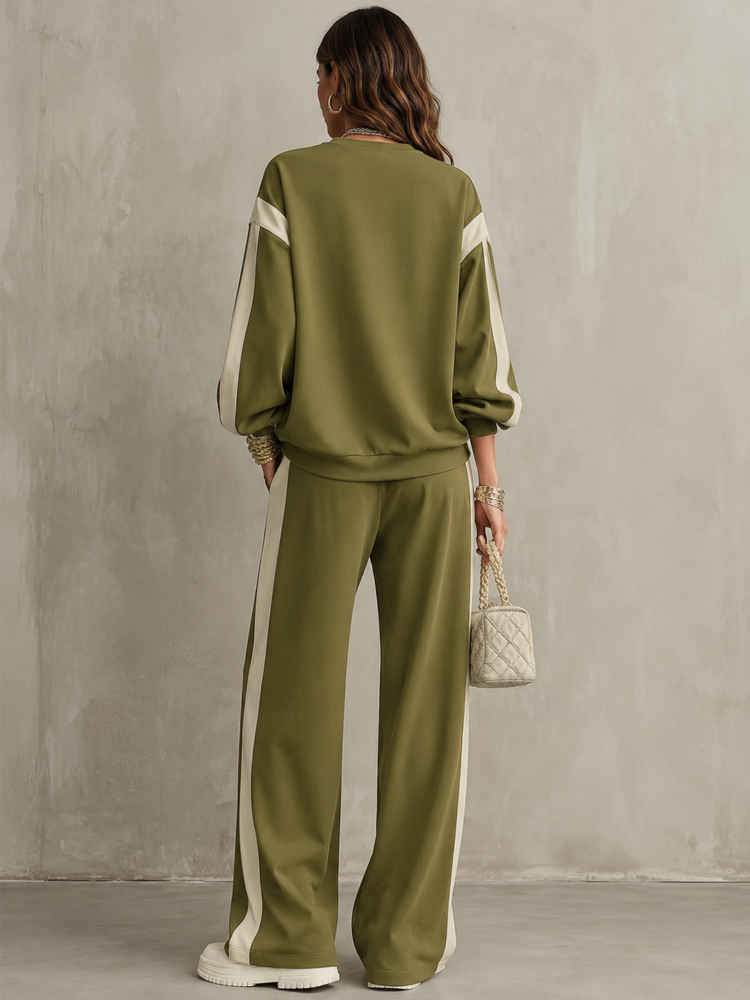 Tamara | Olive Sweatshirt & Drawstring Pants Set