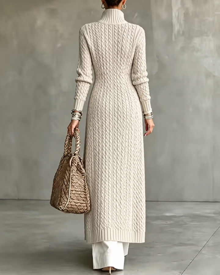 Beatrice Ivory Cable Knit Long Cardigan - back