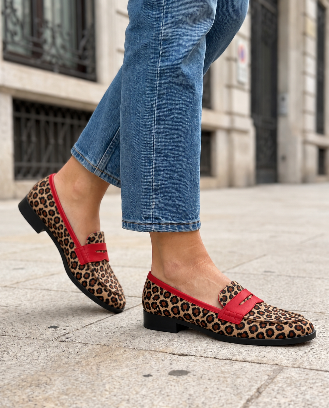 Geneva | Leopard Loafers with Red Details
