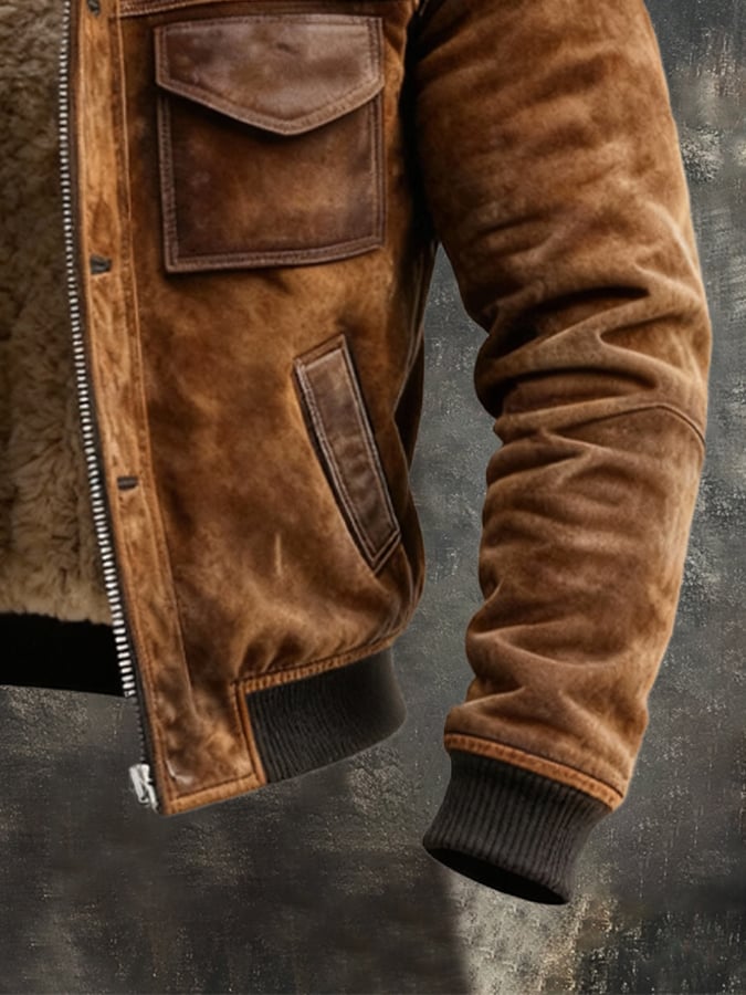 Everett – Suede Sherpa-Lined Bomber Jacket