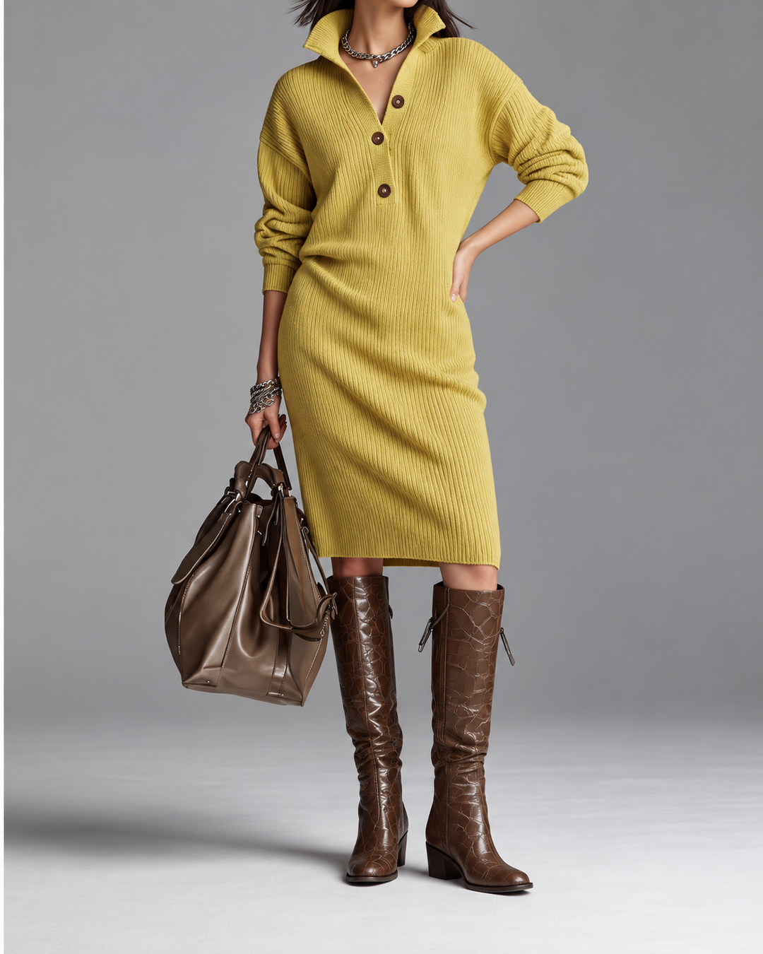 Lillian Sophisticated Citron Dress - front