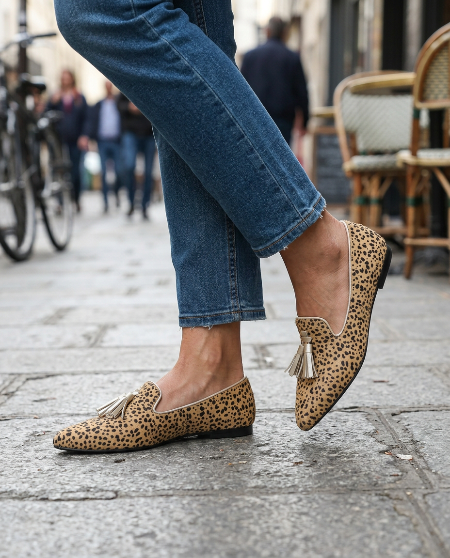 Ginevra™ | Cheetah Moccasin with Light Gold Tassels