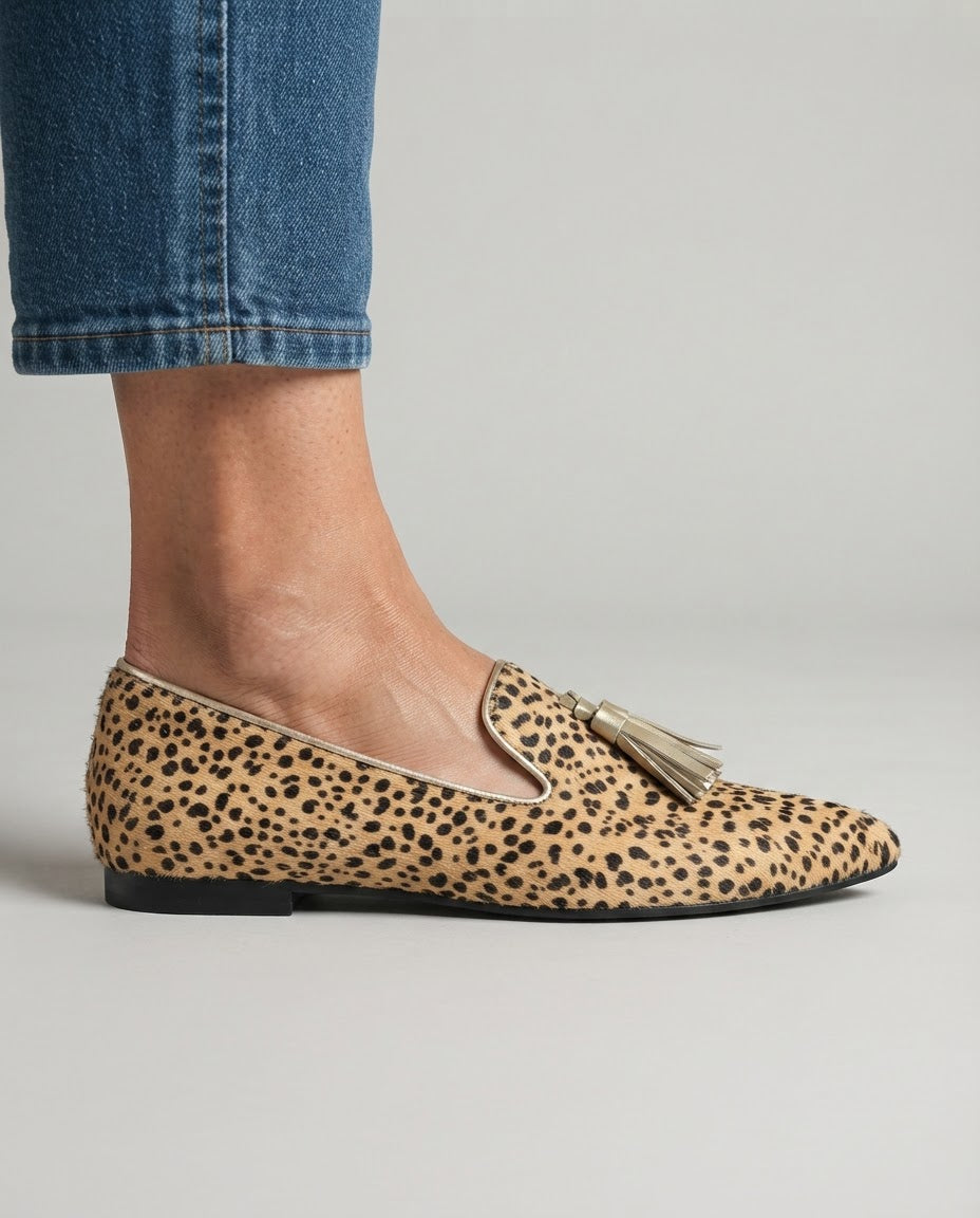 Ginevra™ | Cheetah Moccasin with Light Gold Tassels