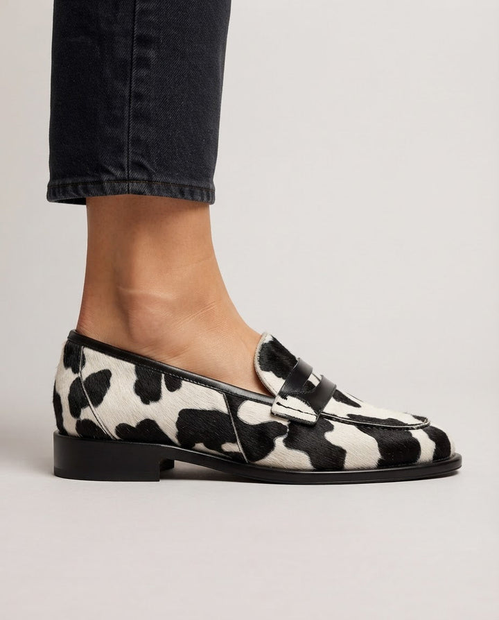 Nives™ | Cow Print Penny Moccasin