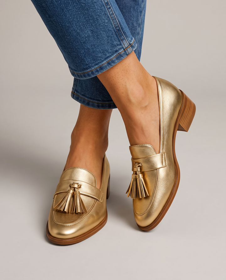 Dorotea™ | Gold Moccasin with Tassels