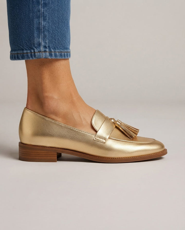 Dorotea™ | Gold Moccasin with Tassels