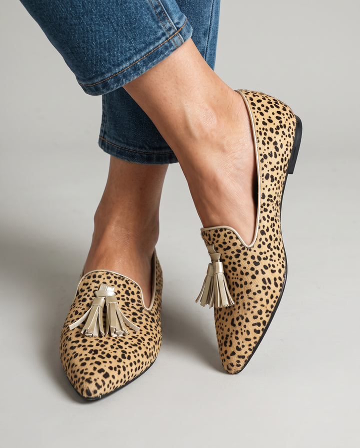 Ginevra™ | Cheetah Moccasin with Light Gold Tassels