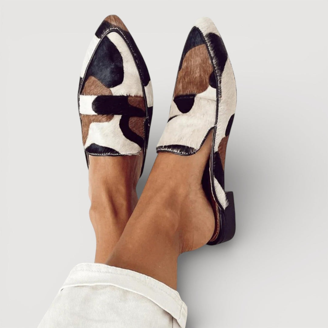 Maria™ | Comfortable Moccasins with Cow Print